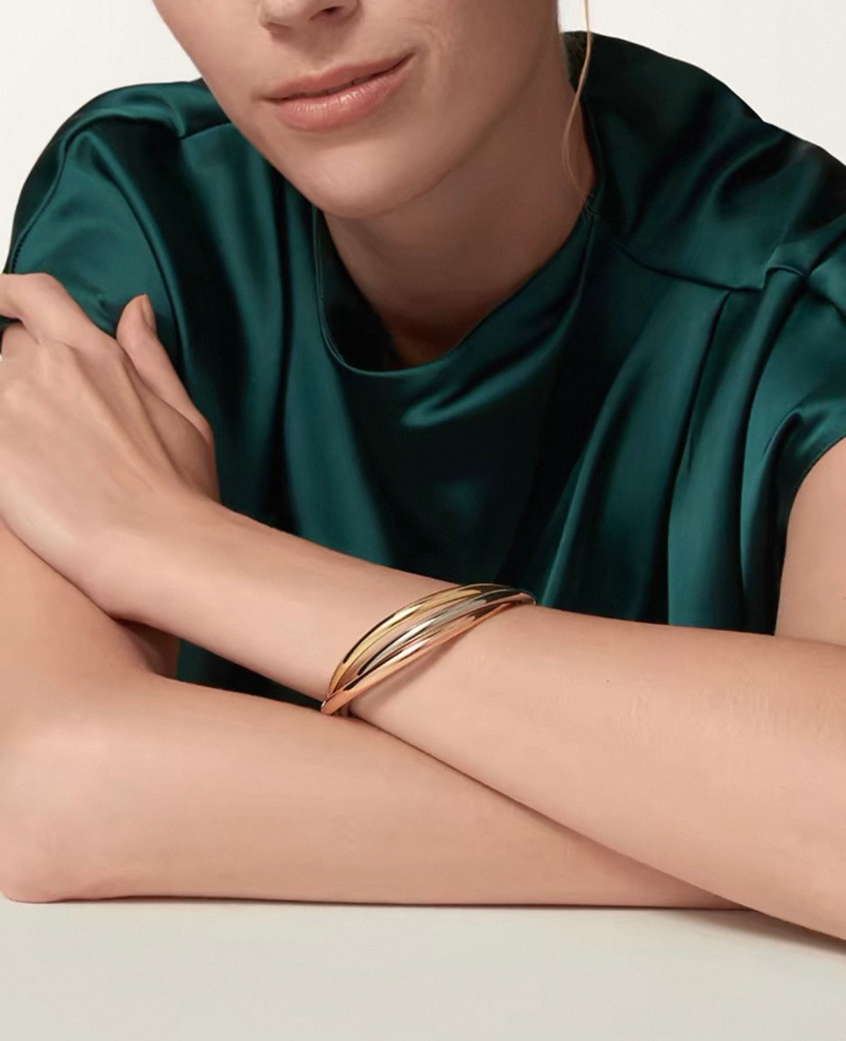 [Polaidi]TRINITY COLLECTION CLASSIC THREE-COLOUR GOLD TRIPLE BAND BANGLE