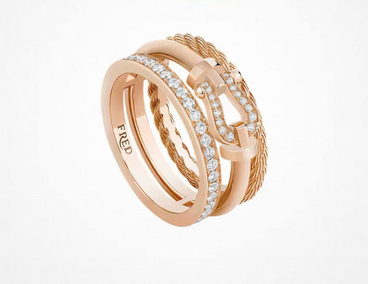 [Polaidi Jewelry]FORCE 10 RISE SERIES LARGE-SIZED 18K GOLD HALF-SET DIAMOND RING