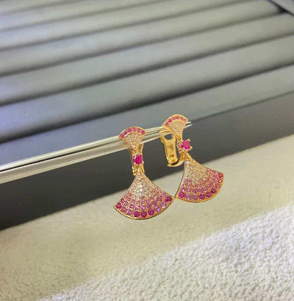 [Polaidi Jewelry]DREAM MOP 1 DIAMOND EARRINGS-Red and blue