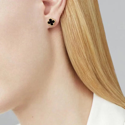 [Polaidi Jewelry]CLOVER MINI 9.5MM BLACK MOP EARRINGS