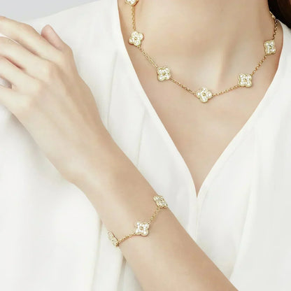 [：Polaidi Jewelry]CLOVER 5 MOTIFS  FULL DIAMOND BRACELET