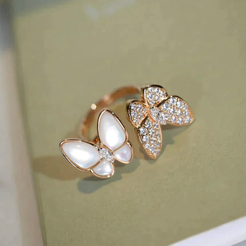 [：Polaidi Jewelry]TWIN BUTTERFLY DIAMOND MOP RING