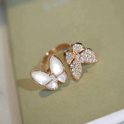 [：Polaidi Jewelry]TWIN BUTTERFLY DIAMOND MOP RING