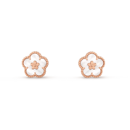 [：Polaidi Jewelry]LUCKY ピンクゴールド ホワイトマザーオブパールピアス
