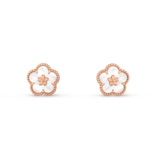 [：Polaidi Jewelry]LUCKY PINK GOLD WHITE MOP EARRINGS