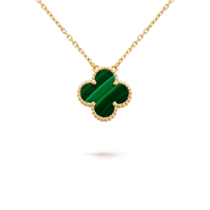 [Polaidi Jewelry]CLOVER 15MM MALACHITE SINGLE FLOWER  NECKLACE
