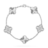 [Perlaura Jewelry ]CLOVER 5 MOTIF SILVER DIAMOND BRACELET
