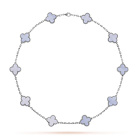 [Perlaura Jewelry ]CLOVER 10 MOTIFS BLUE CHALCEDONY NECKLACE