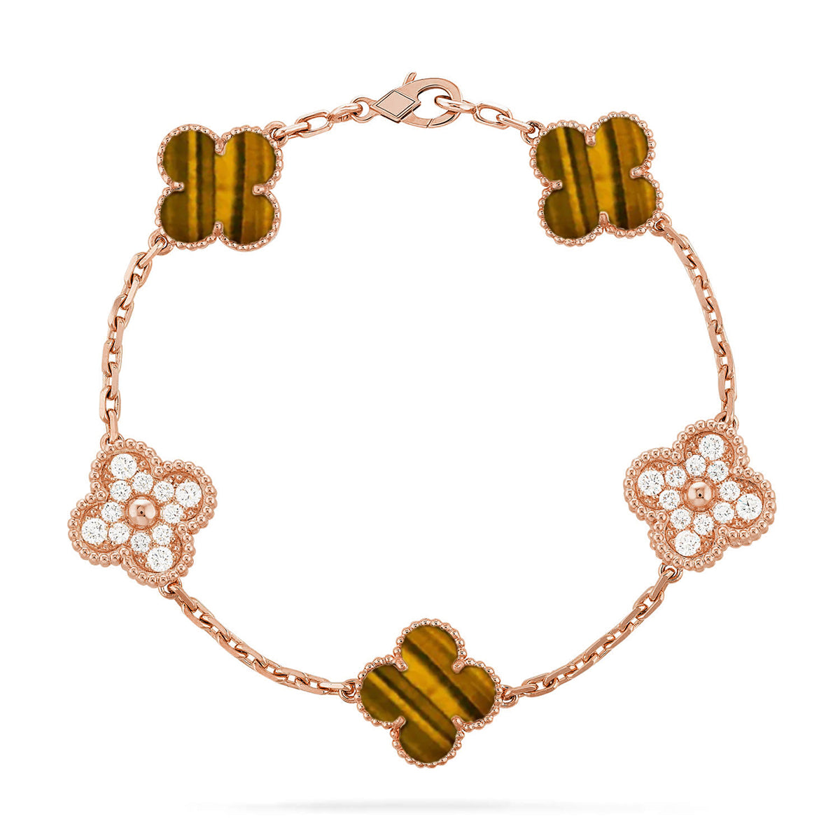 [Polaidi Jewelry] CLOVER 5 MOTIFS TIGER EYE BRACELET COLLECTION