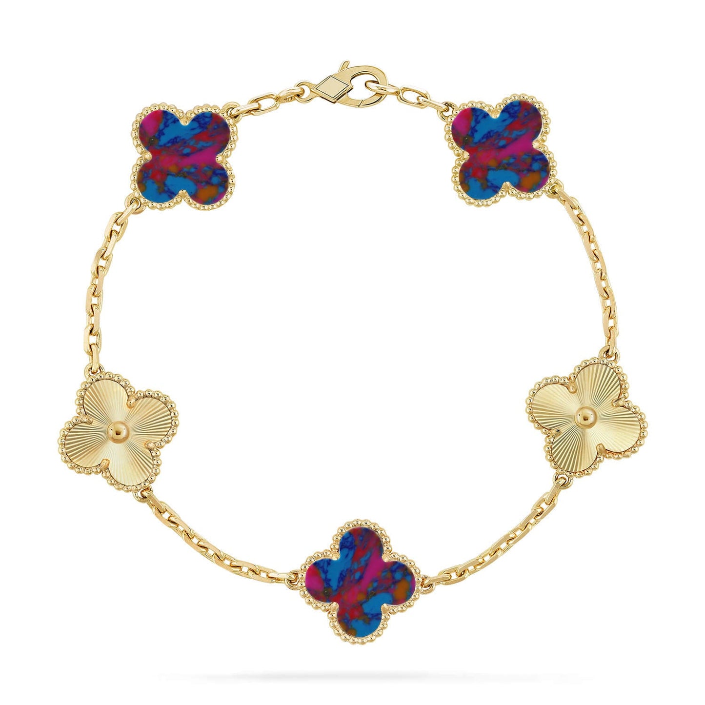 [Polaidi Jewelry]CLOVER 5 MOTIF COLOR GEMSTONES BRACELET COLLECTION