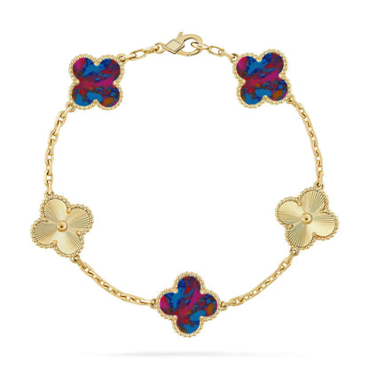 [Polaidi Jewelry]CLOVER 5 MOTIF COLOR GEMSTONES BRACELET COLLECTION