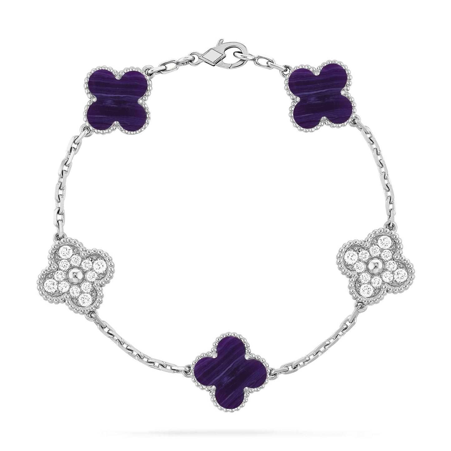 [Polaidi Jewelry]CLOVER 5 MOTIF PURPLE STRIPES BRACELET COLLECTION