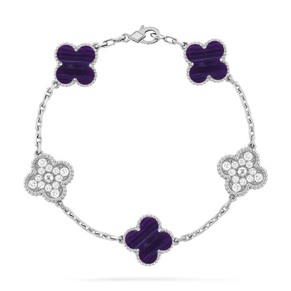 [Polaidi Jewelry]CLOVER 5 MOTIF PURPLE STRIPES BRACELET COLLECTION