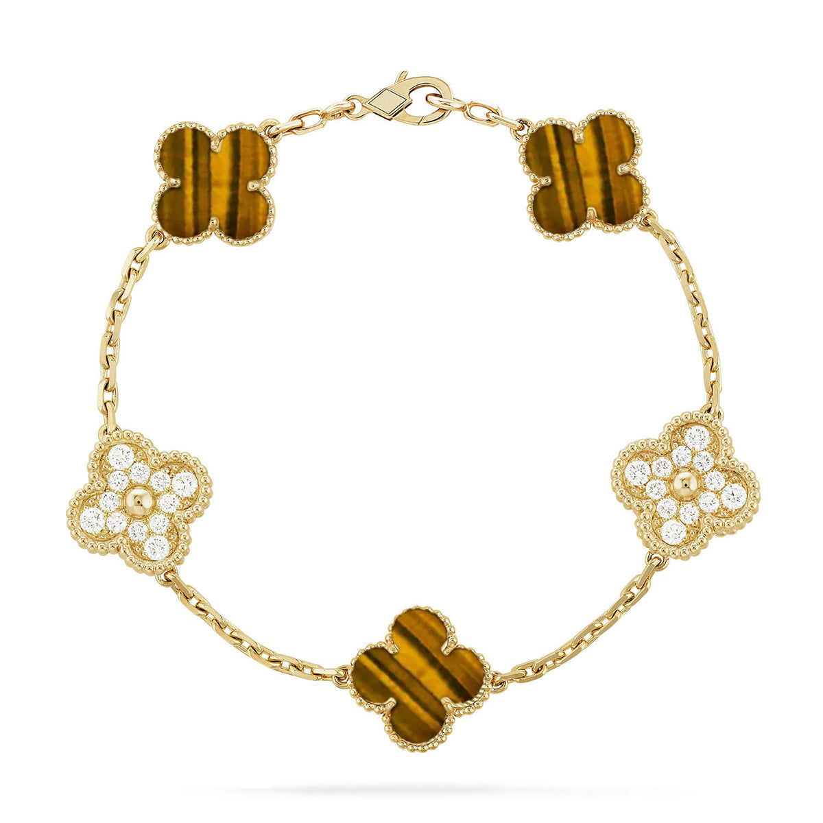 [Polaidi Jewelry] CLOVER 5 MOTIFS TIGER EYE BRACELET COLLECTION