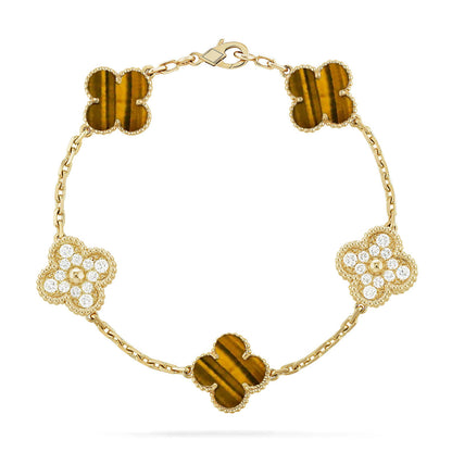 [Polaidi Jewelry] CLOVER 5 MOTIFS TIGER EYE BRACELET COLLECTION