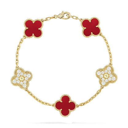 [Polaidi Jewelry] CLOVER 5 MOTIF RED CORNELIAN BRACELET COLLECTION