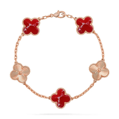 [Polaidi Jewelry]CLOVER 5 MOTIF RED PATTERN BRACELET COLLECTION