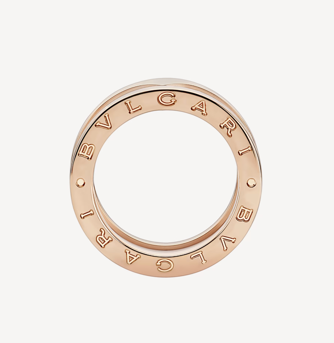 [：Polaidi]ZERO 1 TWO-BAND LOOPS AND WHITE CERAMIC SPIRAL PINK GOLD RING