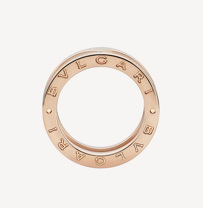 [：Polaidi]ZERO 1 TWO-BAND LOOPS AND WHITE CERAMIC SPIRAL PINK GOLD RING