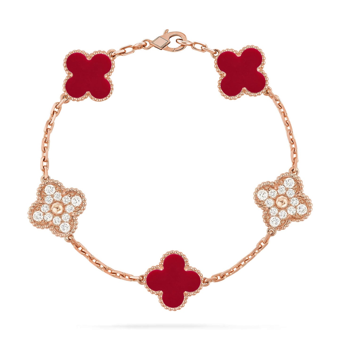 [Polaidi Jewelry] CLOVER 5 MOTIF RED CORNELIAN BRACELET COLLECTION