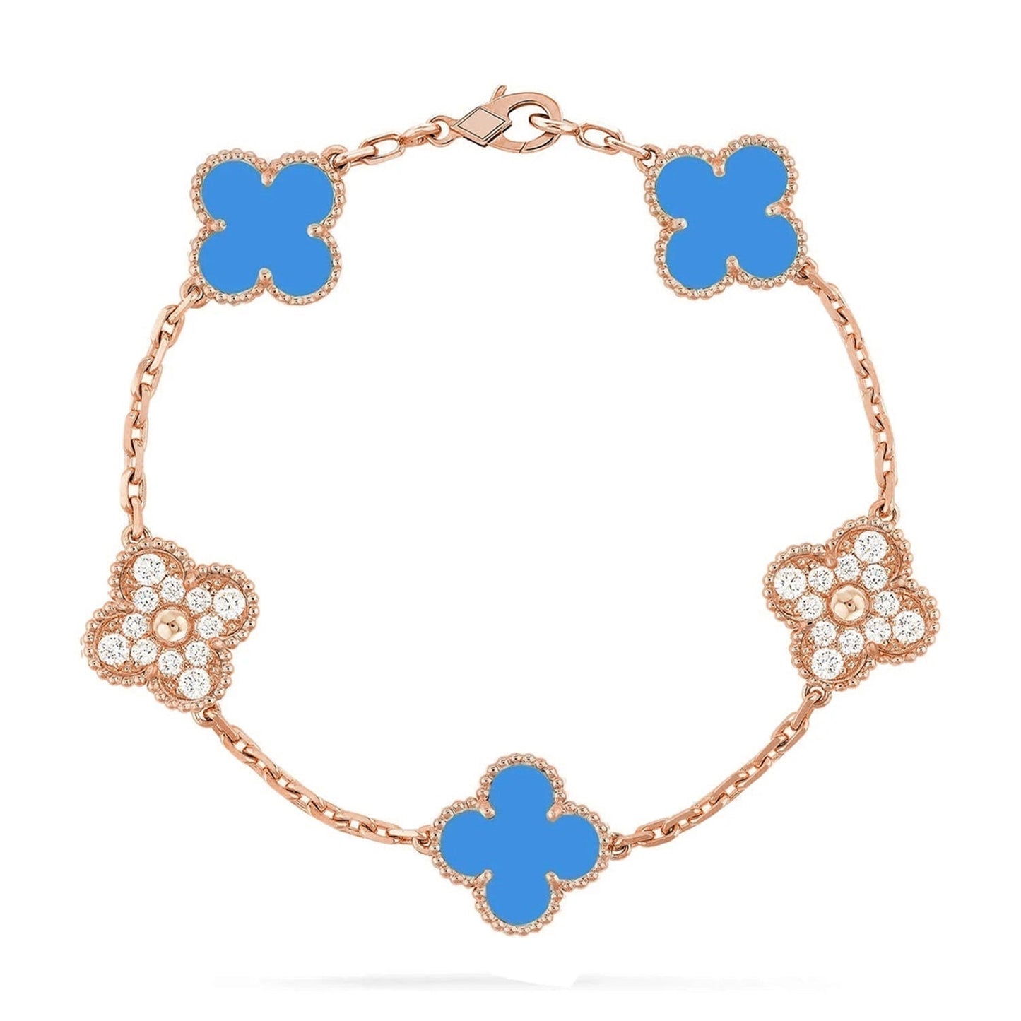 [Polaidi Jewelry] クローバー5モチーフ ブルーアゲート ブレスレット コレクション