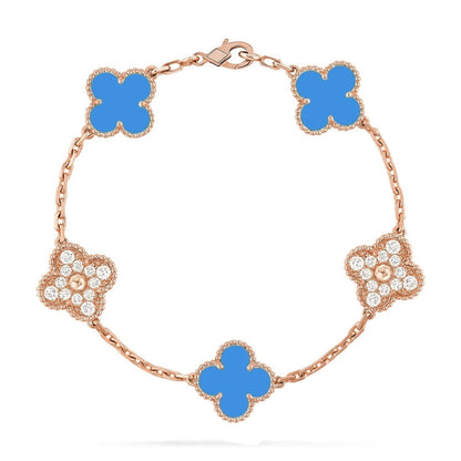 [Polaidi Jewelry] クローバー5モチーフ ブルーアゲート ブレスレット コレクション