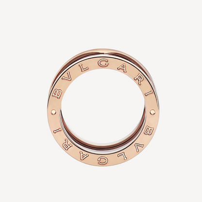 [：Polaidi]ZERO 1 FOUR-BAND LOOPS AND BLACK CERAMIC SPIRAL PINK GOLD RING