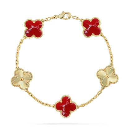 [Polaidi Jewelry]CLOVER 5 MOTIF RED PATTERN BRACELET COLLECTION