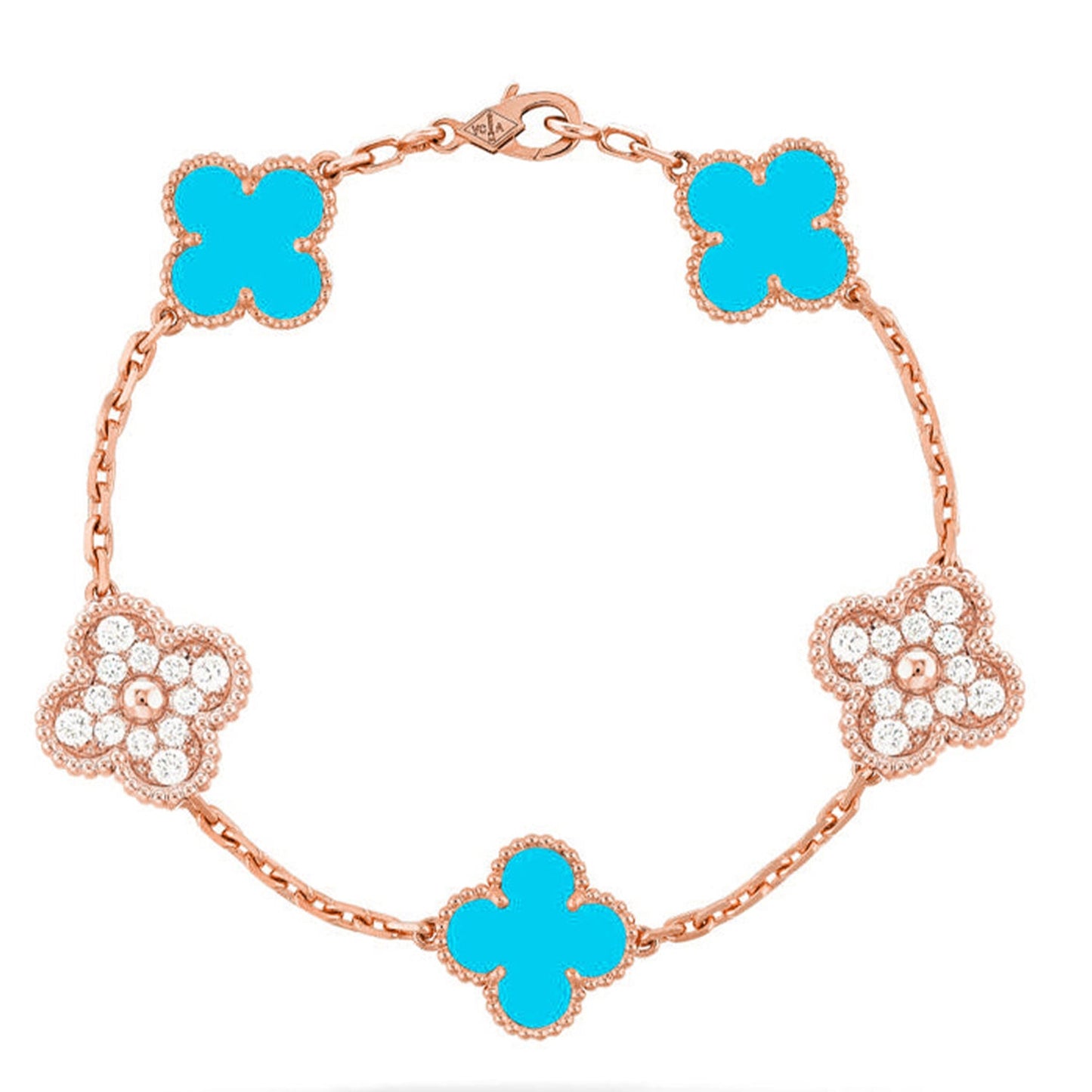 [Polaidi Jewelry] クローバー5モチーフ ターコイズブレスレットコレクション