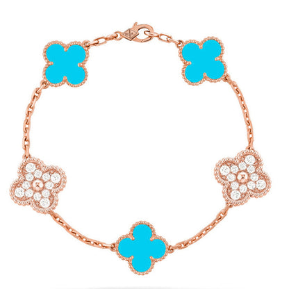 [Polaidi Jewelry] クローバー5モチーフ ターコイズブレスレットコレクション