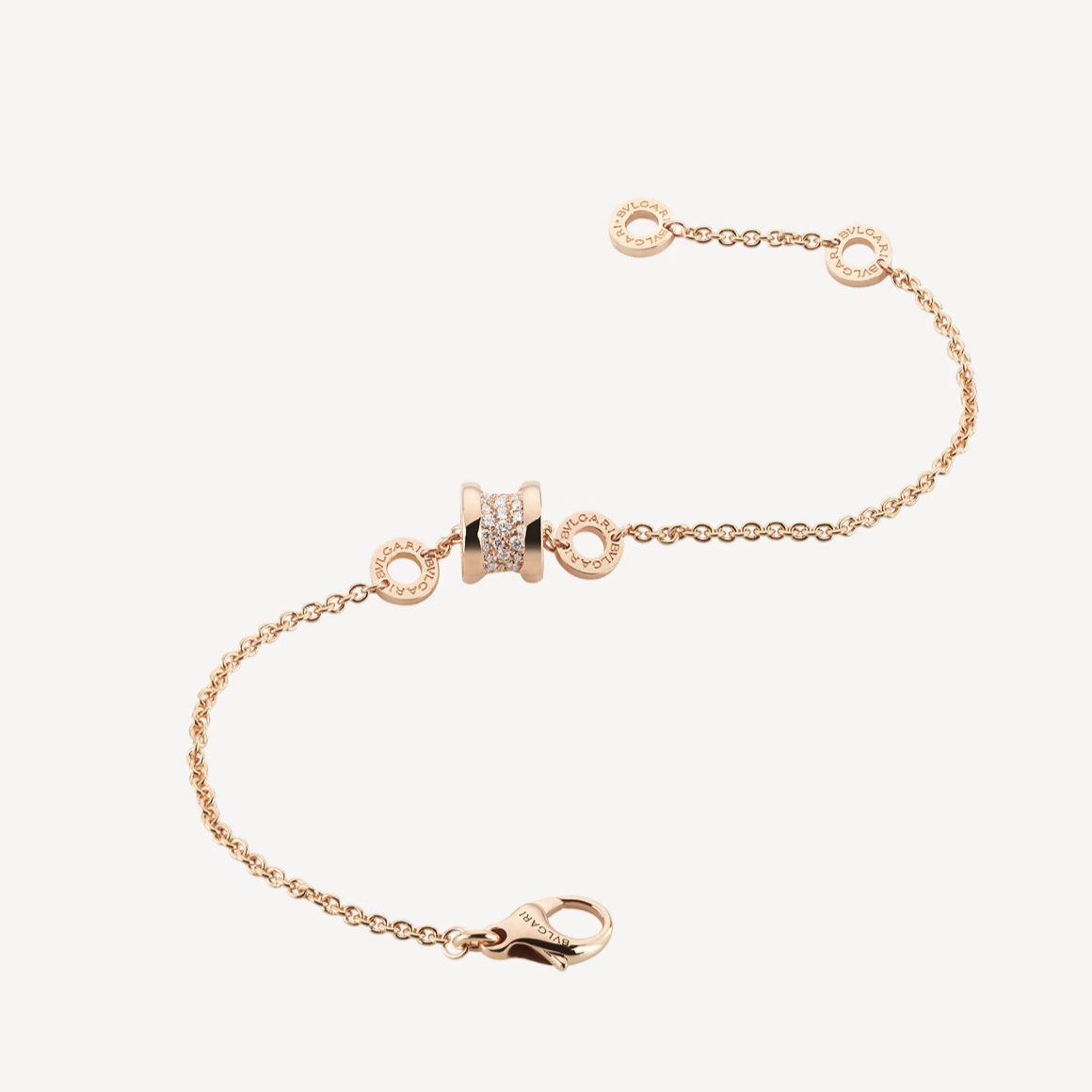 [：Polaidi]ZERO 1 SOFT PINK GOLD WITH PAVED DIAMONDS ON THE SPIRAL BRACELET