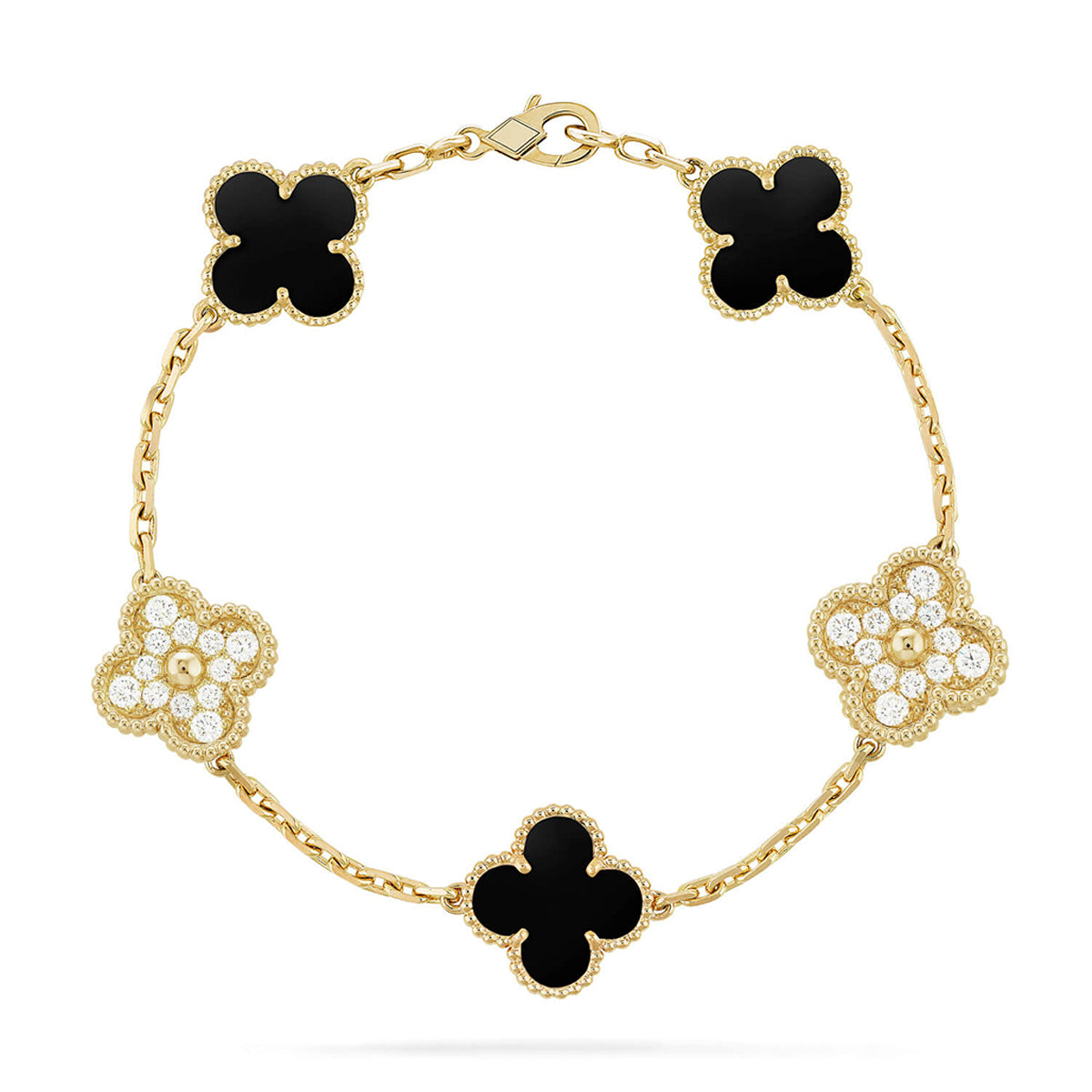 [Polaidi Jewelry] CLOVER 5 MOTIF ONYXS BRACELET COLLECTION