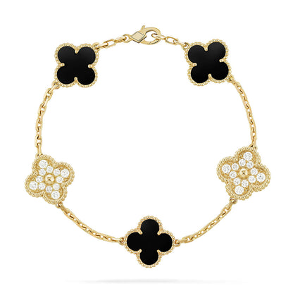 [Polaidi Jewelry] CLOVER 5 MOTIF ONYXS BRACELET COLLECTION