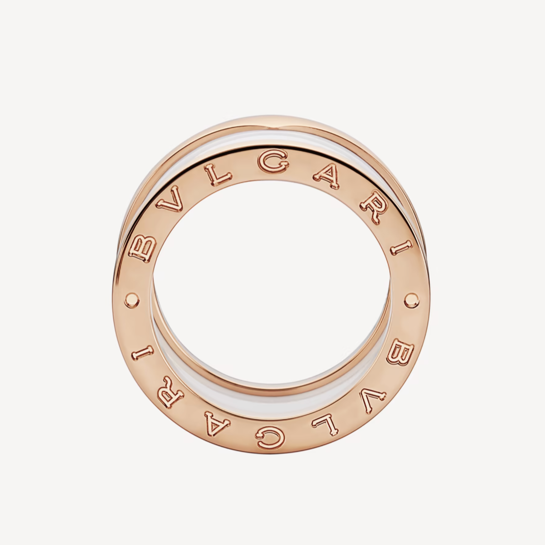 [：Polaidi]ZERO 1 FOUR-BAND LOOPS AND WHITE CERAMIC SPIRAL PINK GOLD RING
