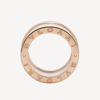 [：Polaidi]ZERO 1 FOUR-BAND LOOPS AND WHITE CERAMIC SPIRAL PINK GOLD RING