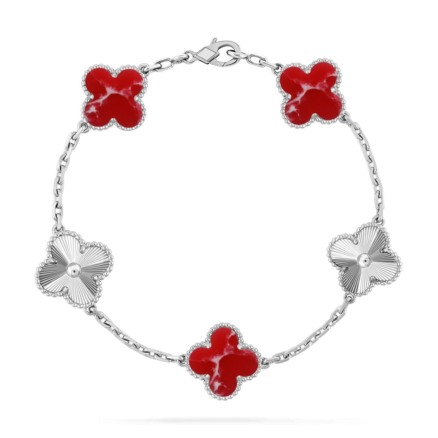 [Polaidi Jewelry]CLOVER 5 MOTIF RED PATTERN BRACELET COLLECTION