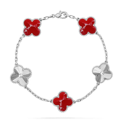[Polaidi Jewelry]CLOVER 5 MOTIF RED PATTERN BRACELET COLLECTION