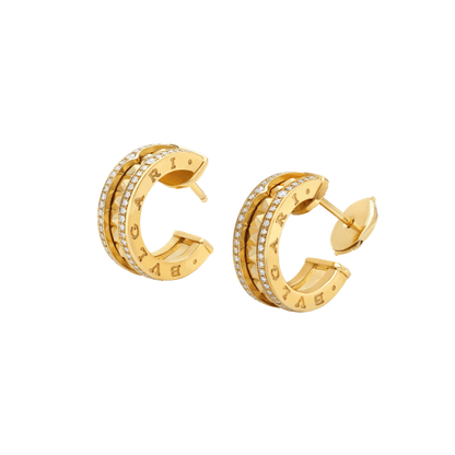 [：Polaidi]ZERO 1 ROCK GOLD EARRINGS WITH STUDDED SPIRAL AND PAVED DIAMONDS