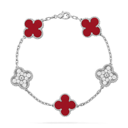[Polaidi Jewelry] CLOVER 5 MOTIF RED CORNELIAN BRACELET COLLECTION
