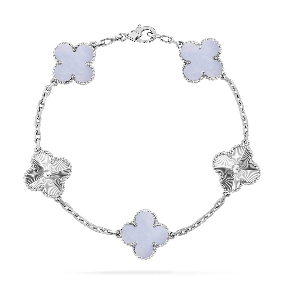 [Polaidi Jewelry] CLOVER 5 MOTIF PURPLE CHALCEDONY BRACELET COLLECTION