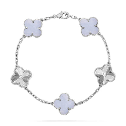 [Polaidi Jewelry] CLOVER 5 MOTIF PURPLE CHALCEDONY BRACELET COLLECTION