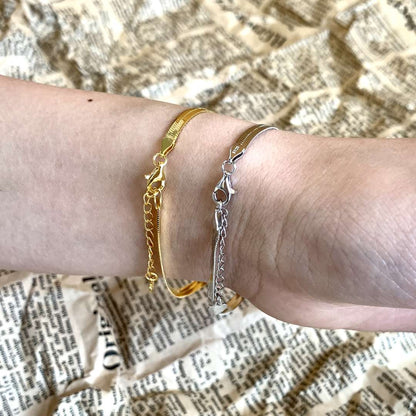 [Polaidi Jewelry]Flat Snake Bone Chain Blade Necklace