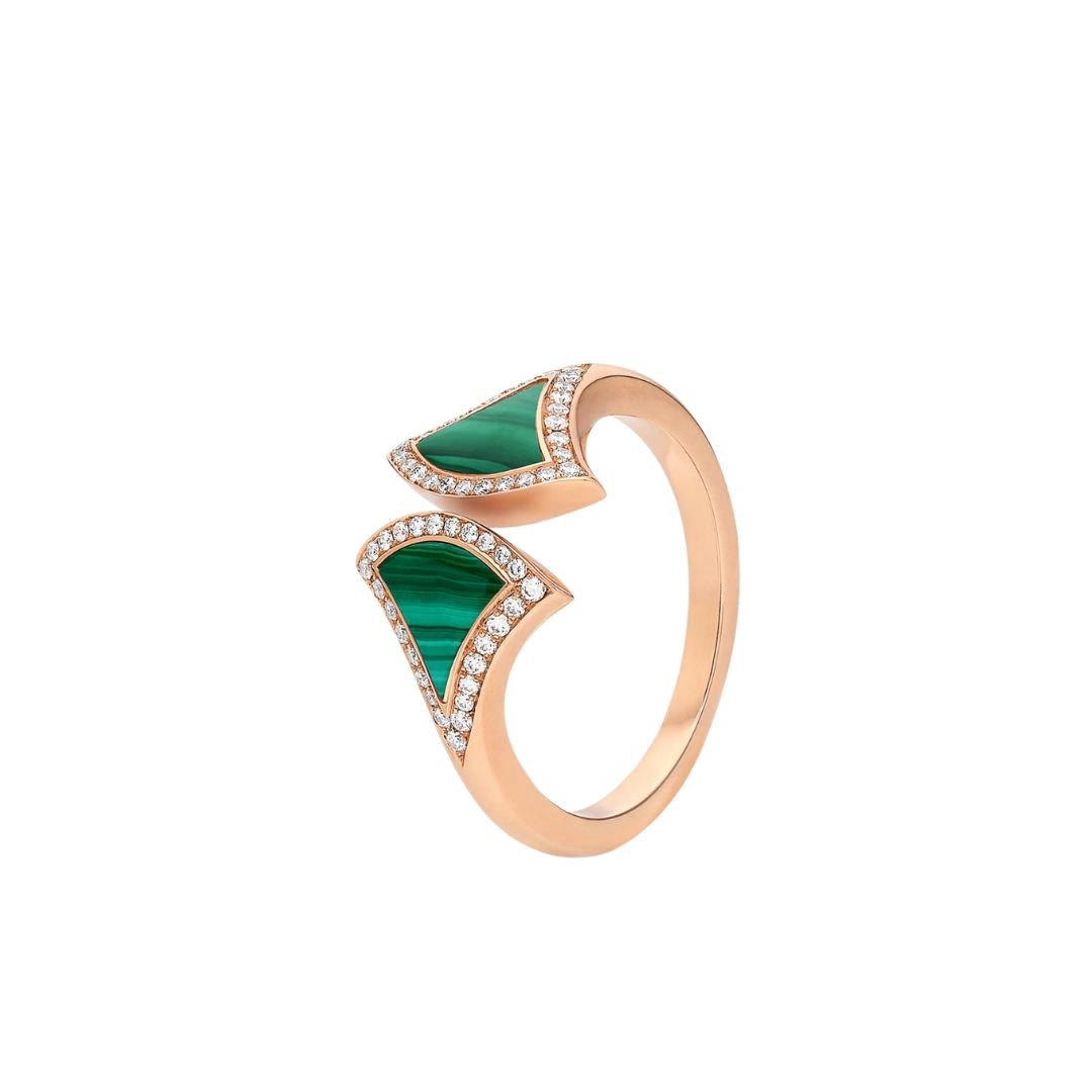 [Polaidi Jewelry]DREAM MALACHITE DIAMOND OPEN RING