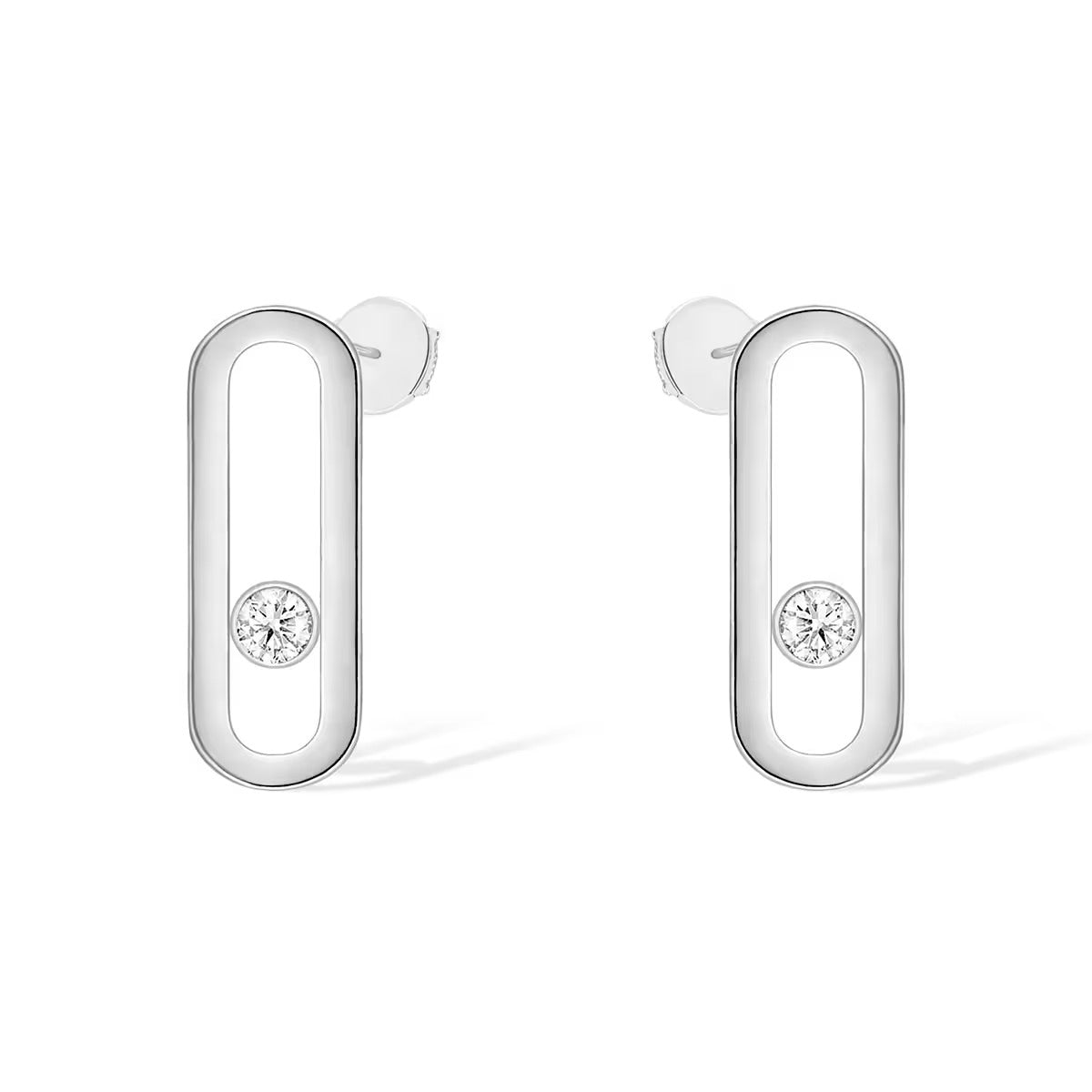 [Polaidi Jewelry]MOVE UNO SMALL 1 DIAMOND EARRINGS