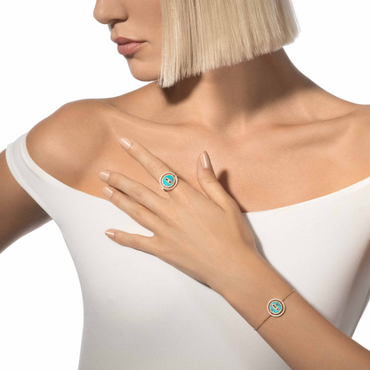 [Polaidi Jewelry]LUCKY MOVE TÜRKIS ROSÉGOLD DIAMANTARMBAND
