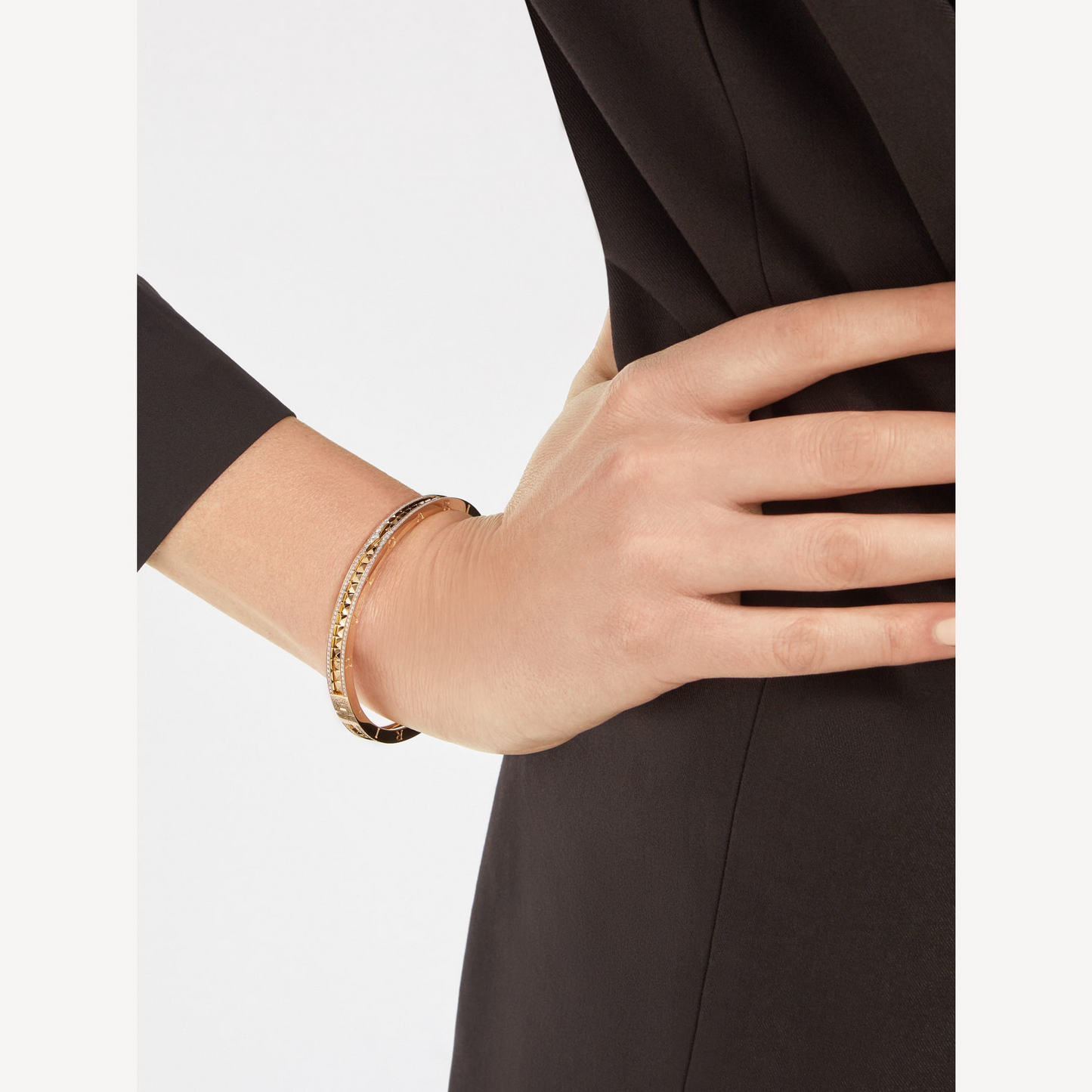 [：Polaidi]ZERO 1 SPIRAL AND PAVED DIAMOND GOLD BRACELET