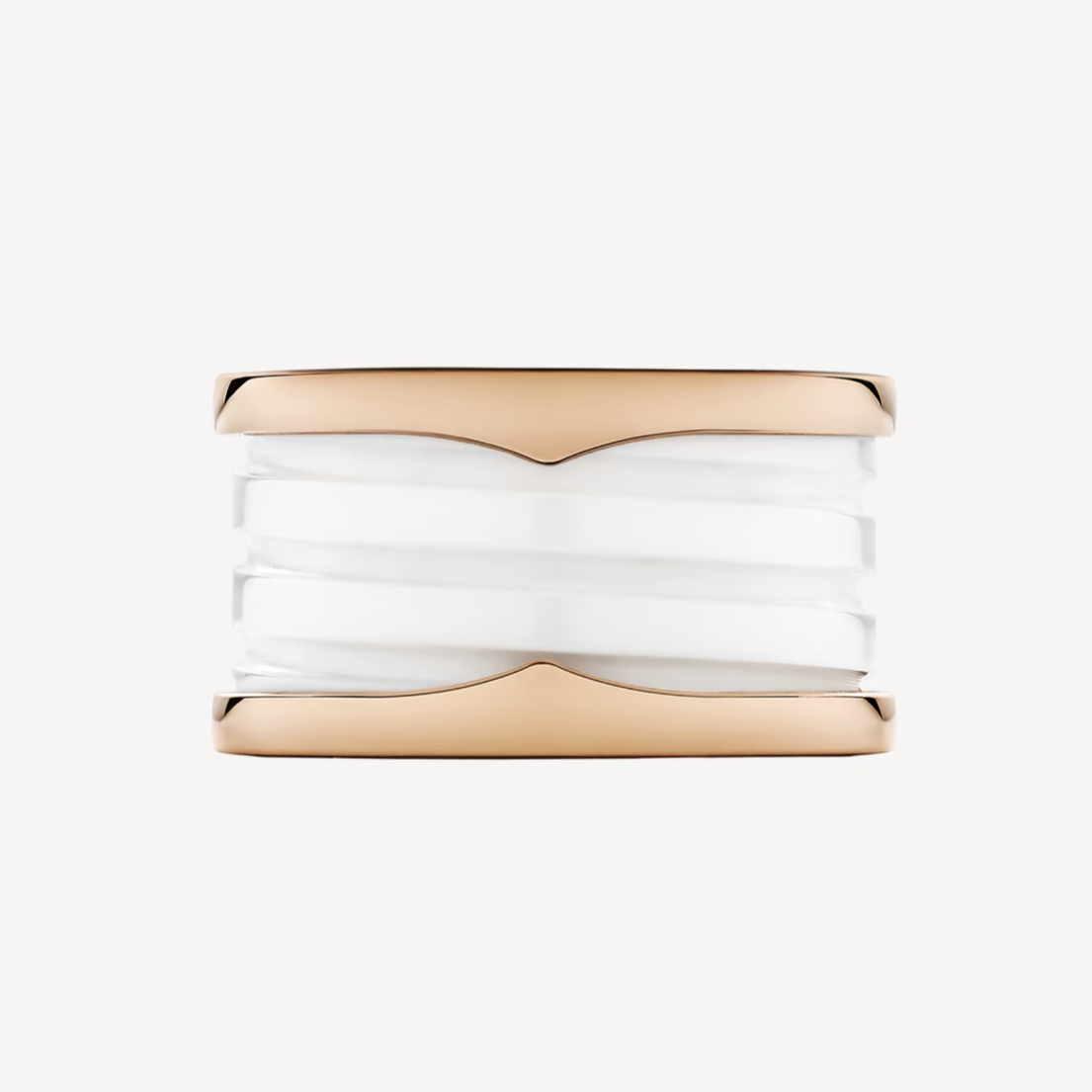 [：Polaidi]ZERO 1 FOUR-BAND LOOPS AND WHITE CERAMIC SPIRAL PINK GOLD RING