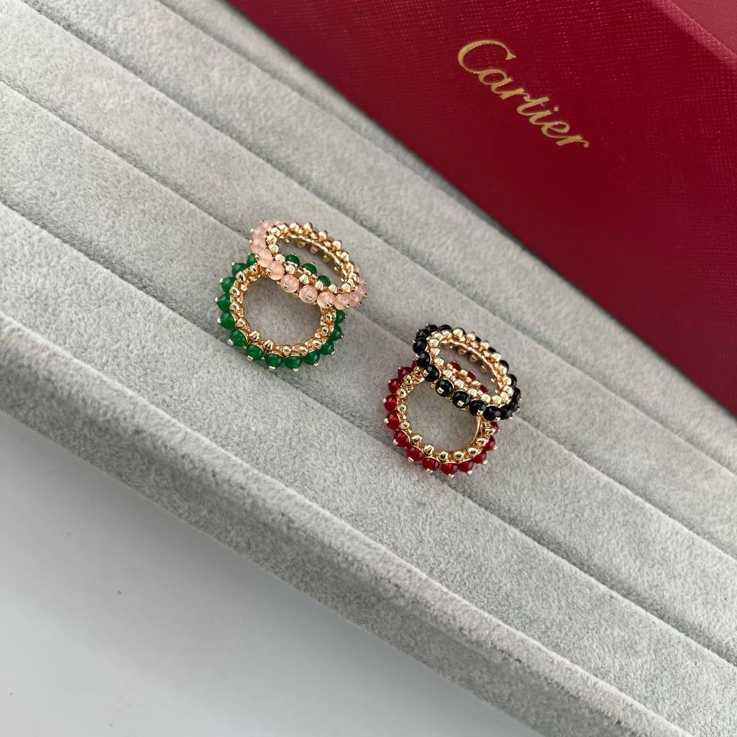 [：Polaidi Jewelry]ローズゴールド グリーンアゲート リベットリング アジア限定エディション