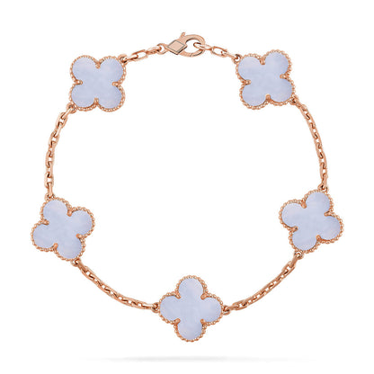 [Polaidi Jewelry] CLOVER 5 MOTIF PURPLE CHALCEDONY BRACELET COLLECTION