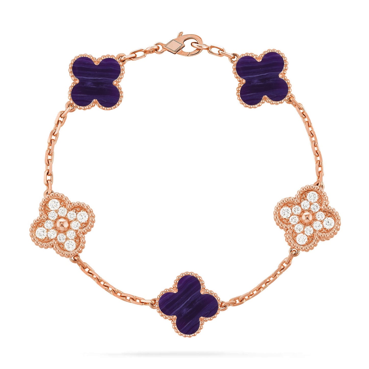[Polaidi Jewelry]CLOVER 5 MOTIF PURPLE STRIPES BRACELET COLLECTION